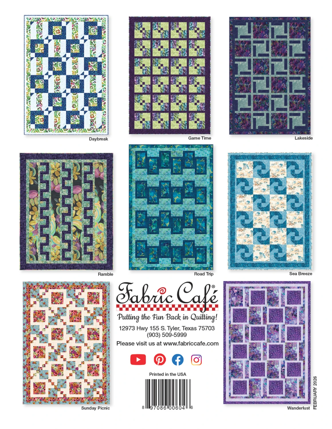 Weekend 3-Yard Quilts Quilt Booklet by Fabric Cafe - Paper Pattern