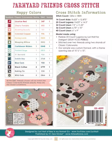 Farmyard Friends Cross Stitch by Lori Holt of Bee in my Bonnet - Paper Pattern