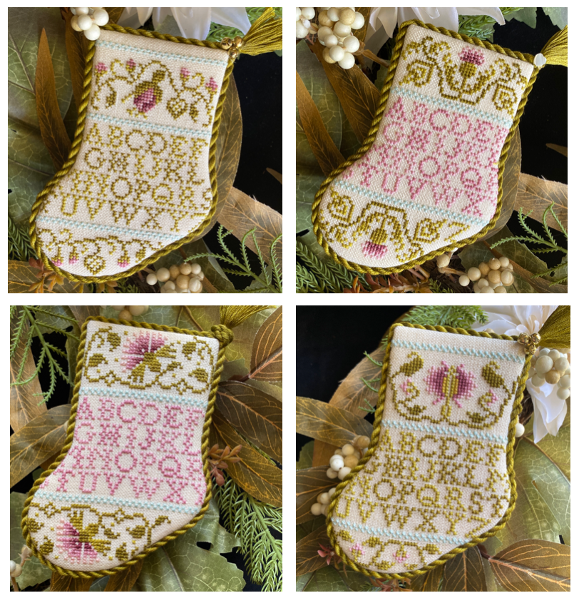 Pre-Order - English Country Garden Christmas Stocking Ornaments Cross Stitch by Jean Farish Needleworks - Paper Pattern