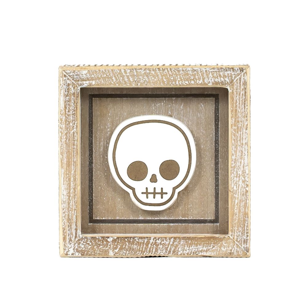 Skull &amp; Bone | Bad To The Bone Collection | 5x5x1.5 reversible wood frame sign 55288