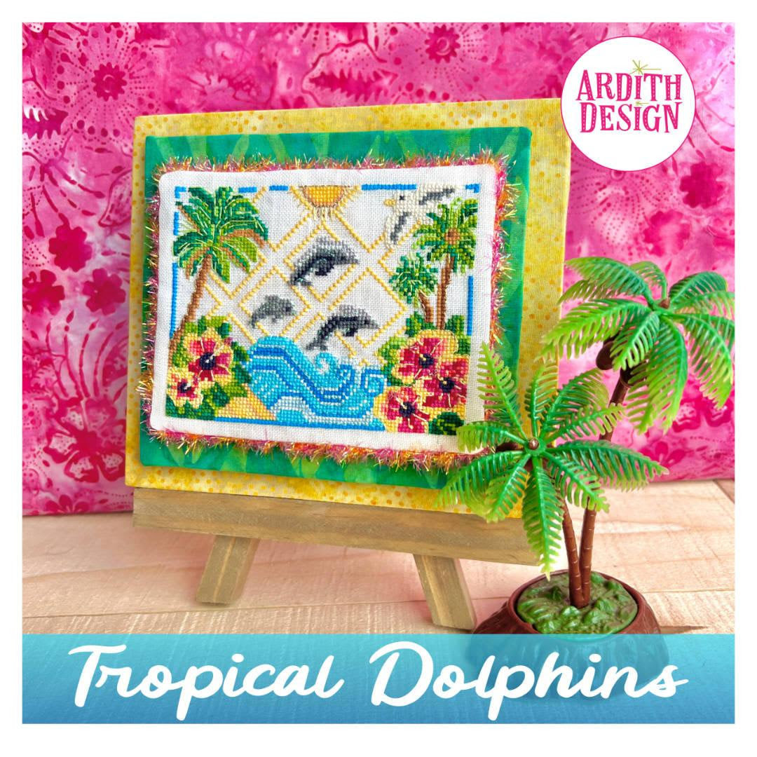 Pre-Order - Tropical Dolphins Cross Stitch by Ardith Design - Paper Pattern