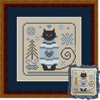 Cat In A Cozy Blue Sweater Cross Stitch by Happiness Is Heartmade - Paper Pattern