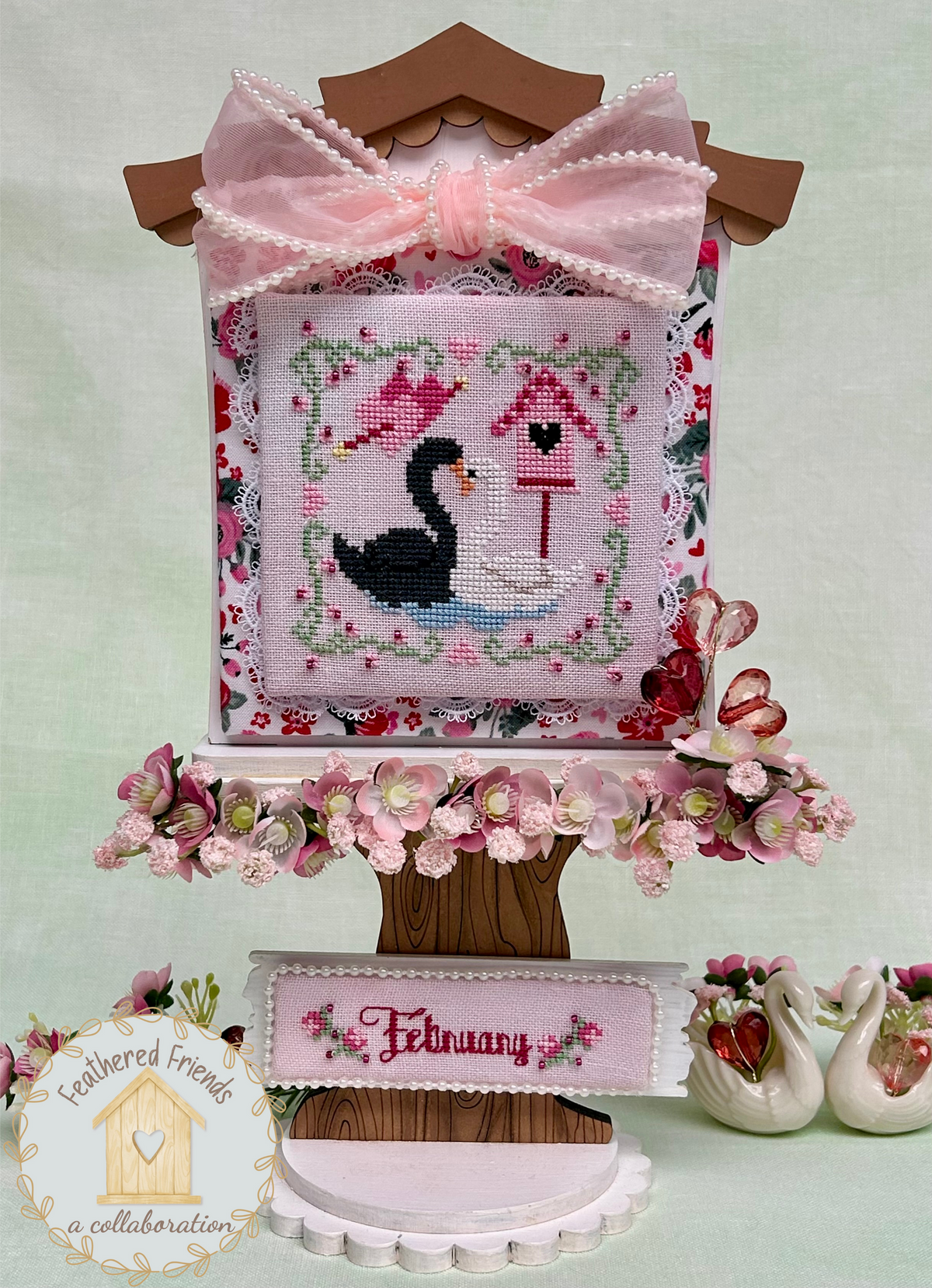 Pre-Order - Feathered Friends: February Cross Stitch by The Stitchin&#39; Kitten - Paper Pattern