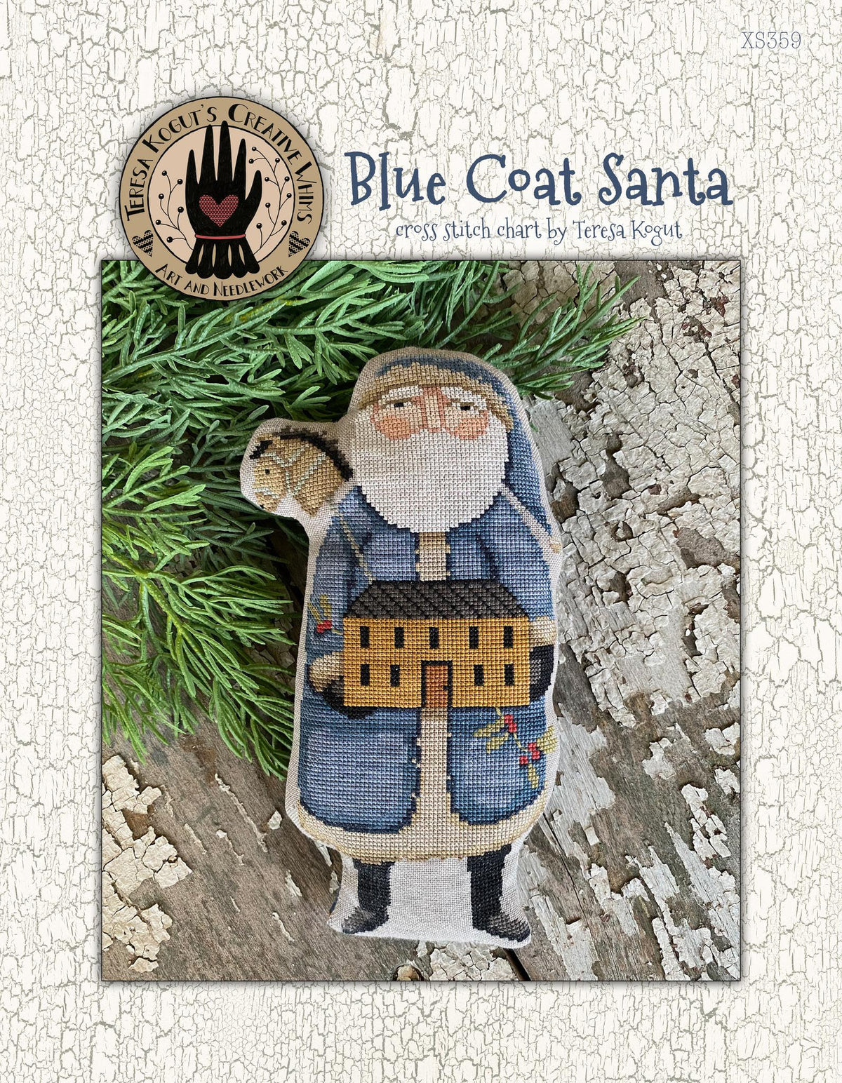 Blue Coat Santa Cross Stitch by Teresa Kogut - Paper Pattern