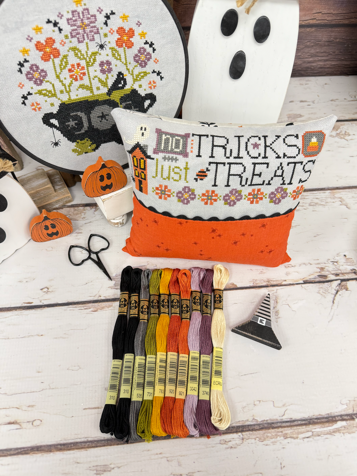 No Tricks Just Treats &amp; Halloween Cauldron Floss Pack Only By Lindsey Weight of Primrose Cottage