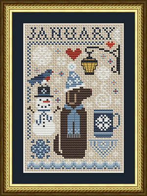 January Dog Cross Stitch by Happiness is Heartmade - Paper Pattern