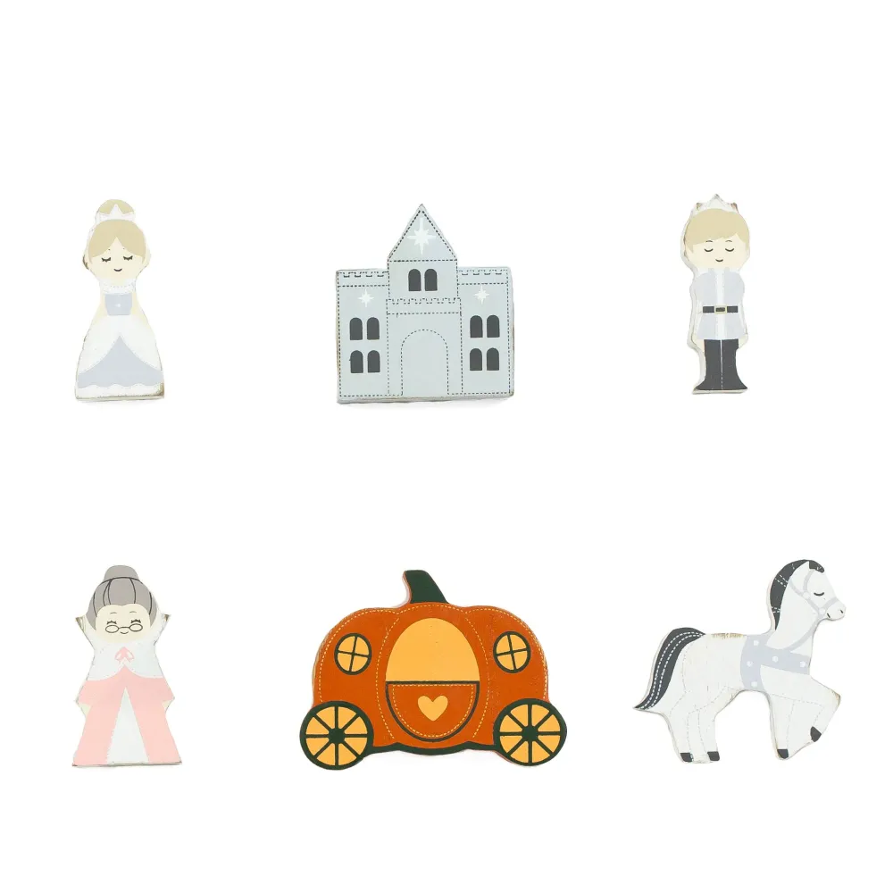 Cinderella | Woodland Story Book Collection | 2x2x.25 wood shapes set of 6 | 12094