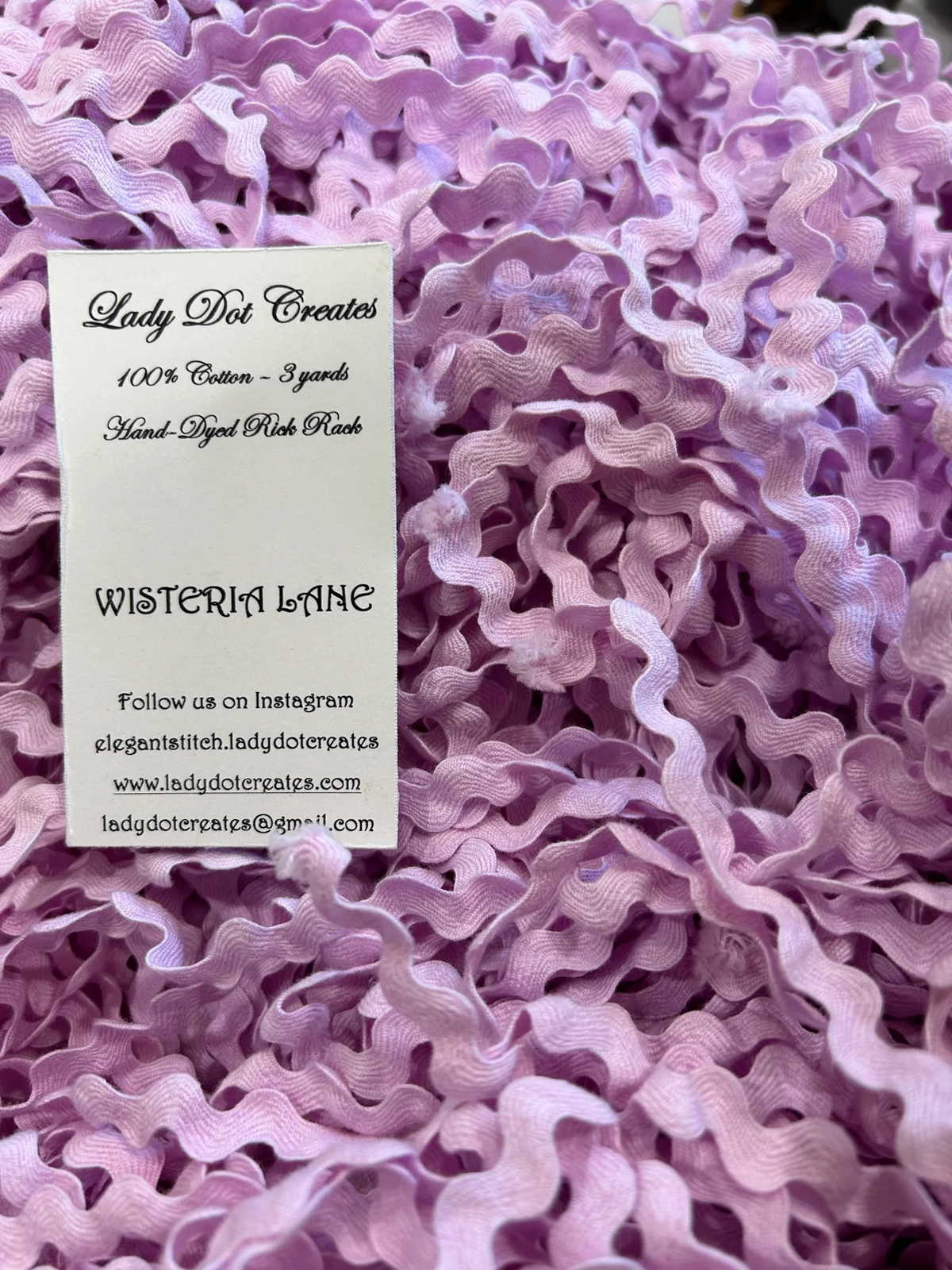 Ric Rac Trim - Wisteria Lane Hand-Dyed 100% Cotton Half Inch by Lady Dot Creates