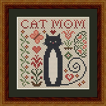 Cat Mom Cross Stitch by Happiness Is Heartmade - Paper Pattern