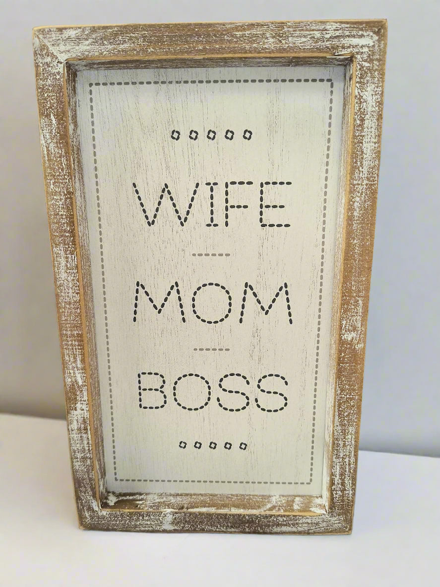 Mom/Motherhood | 10x6x1.5 reversible wood frame sign