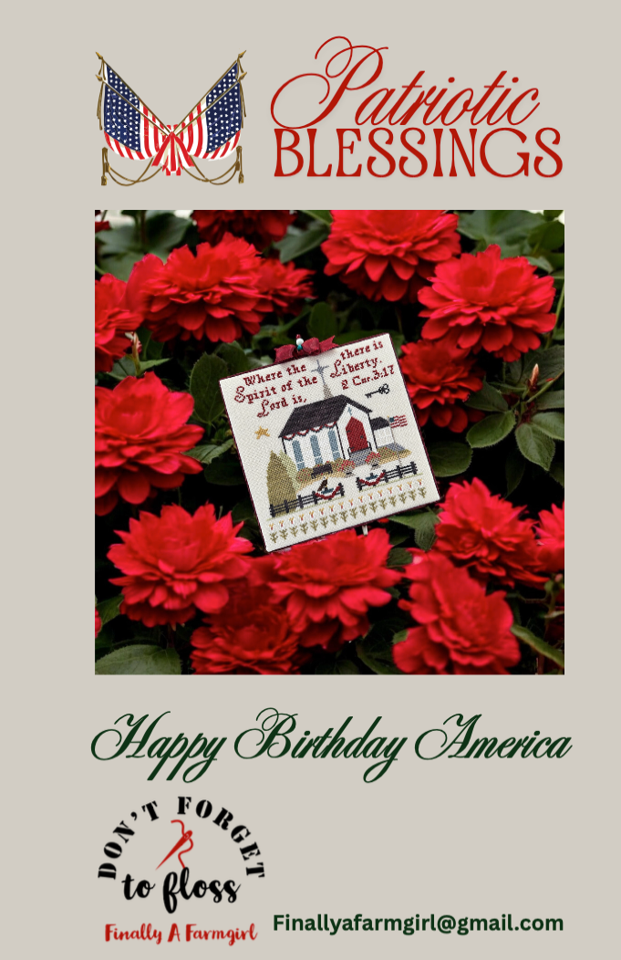 Patriotic Blessings Cross Stitch by Finally a Farmgirl - Paper Pattern
