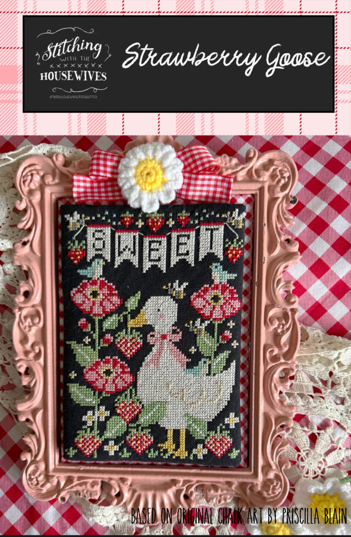 Strawberry Goose Cross Stitch by Stitching with the Housewives - Paper Pattern