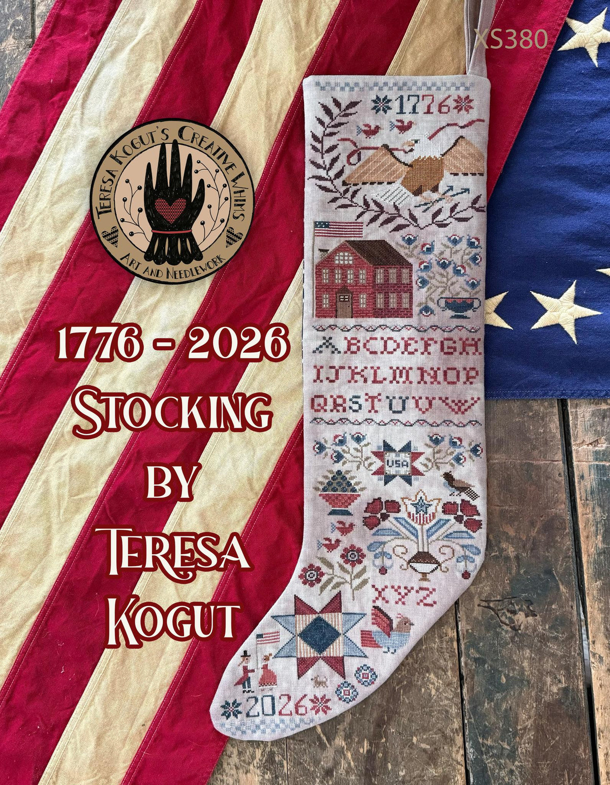 1776 - 2026 Stocking Cross Stitch by Teresa Kogut - Paper Pattern