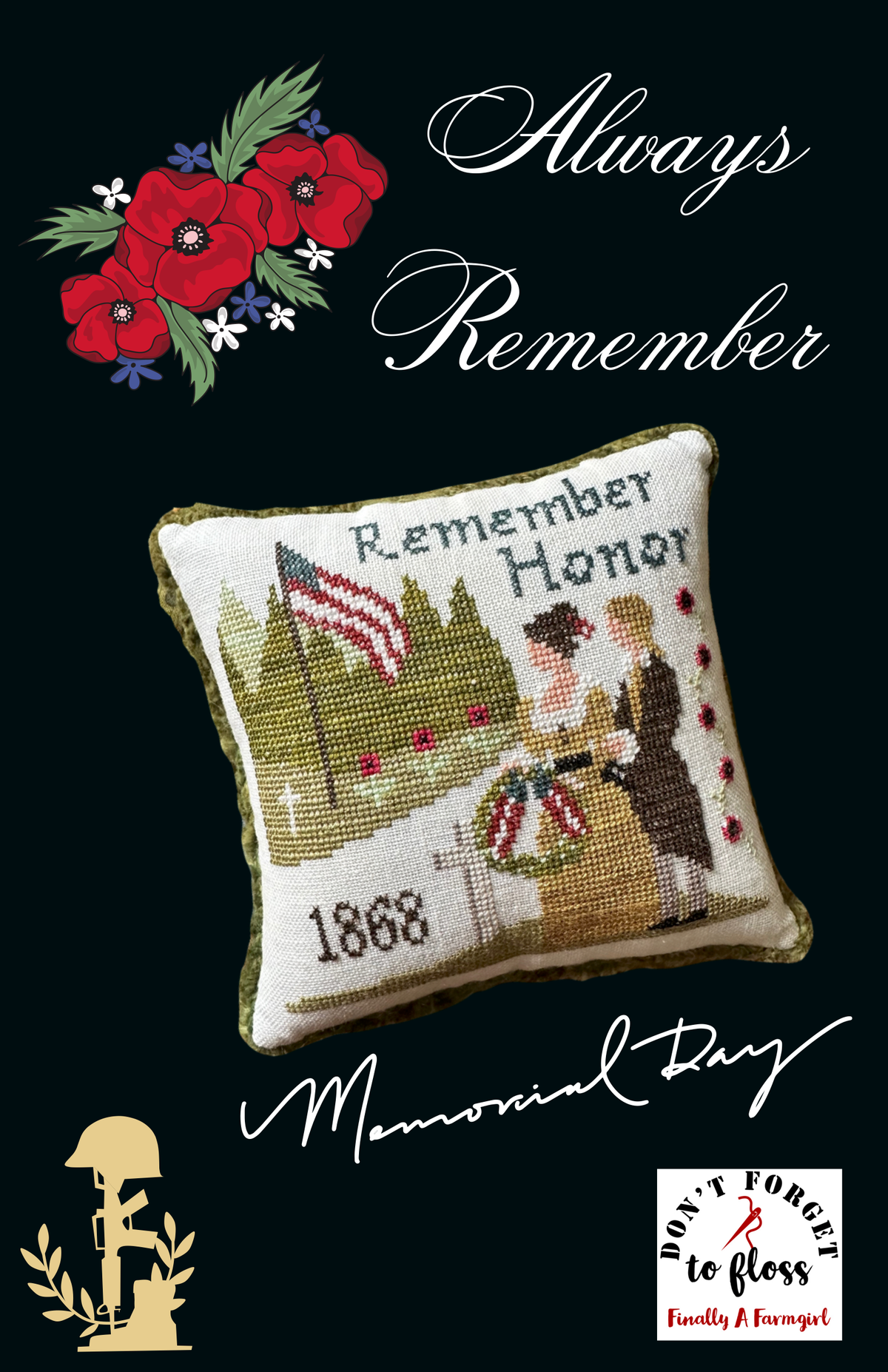 Always Remember Cross Stitch by Finally a Farmgirl - Paper Pattern