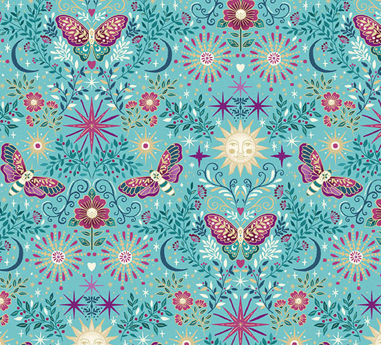 Luna | MU-072-T | Night Garden - Teal