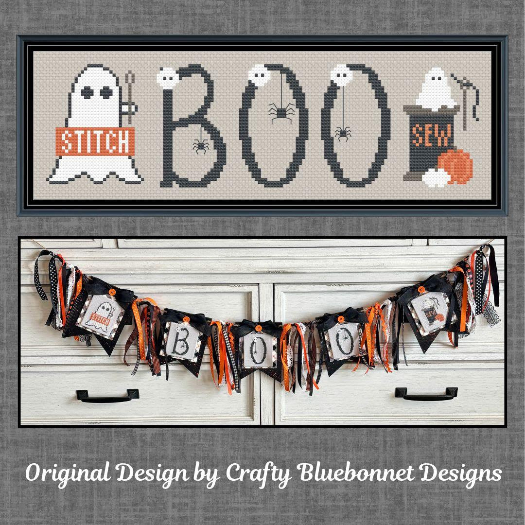 Boo Banner Cross Stitch by Crafty Bluebonnet - Paper Pattern