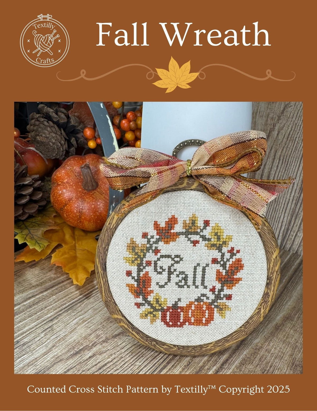 Fall Wreath Cross Stitch by Textilly Crafts - Paper Pattern