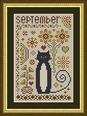 September Cat Cross Stitch by Happiness is Heartmade - Paper Pattern