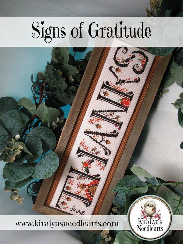 Signs of Gratitude Cross Stitch by KiraLyn's Needlearts - Paper Pattern