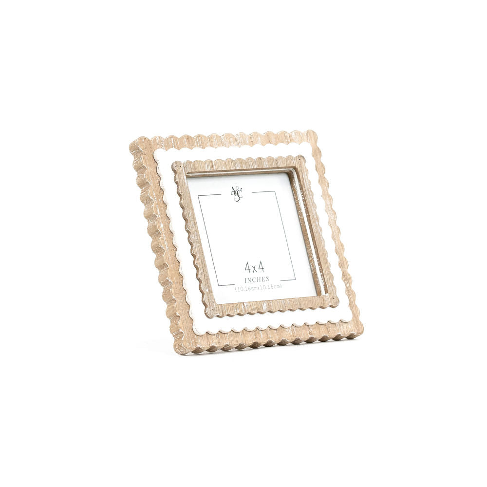 Scallop Frame White/Natural | Scalloped Frames Collection | 6x6x1 photo frame (4x4)    11847