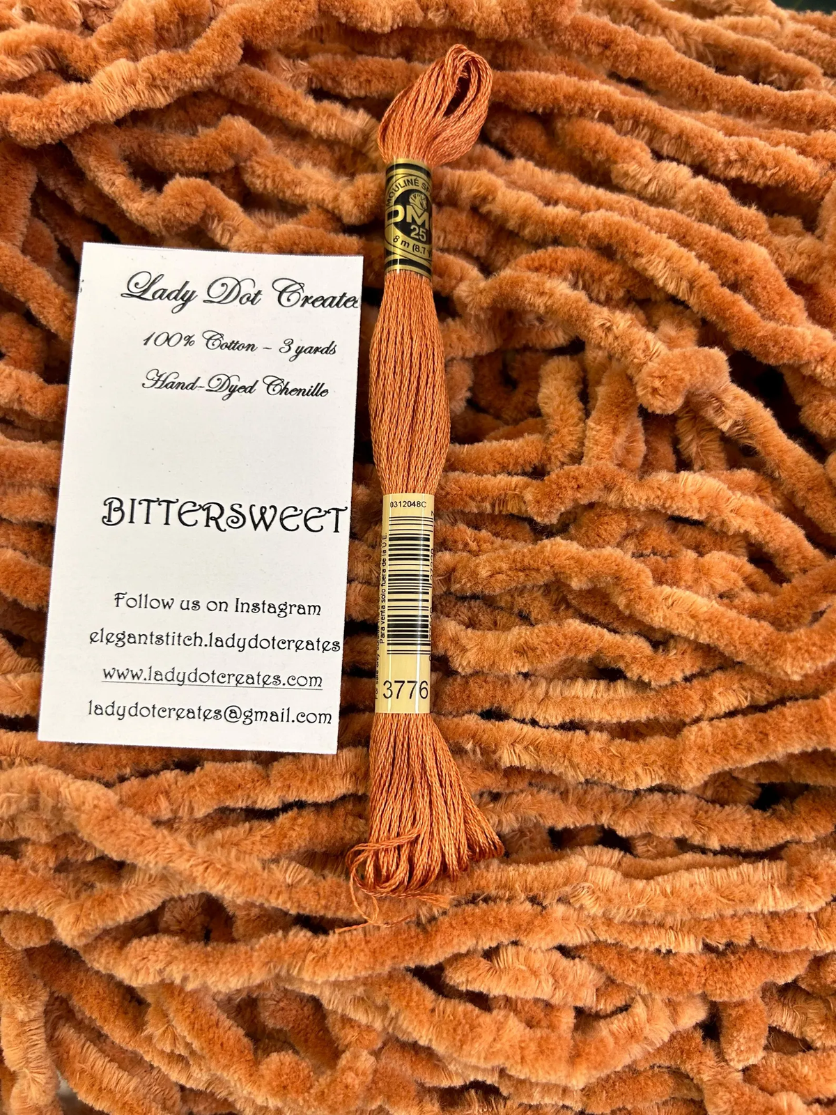 Chenille Trim - Bittersweet Hand-Dyed 100% Cotton  by Lady Dot Creates