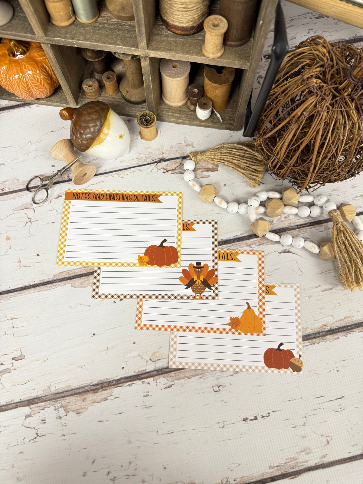 Set of 4 Autumn Stitch Cards Designed by Lindsey Weight of Primrose Cottage