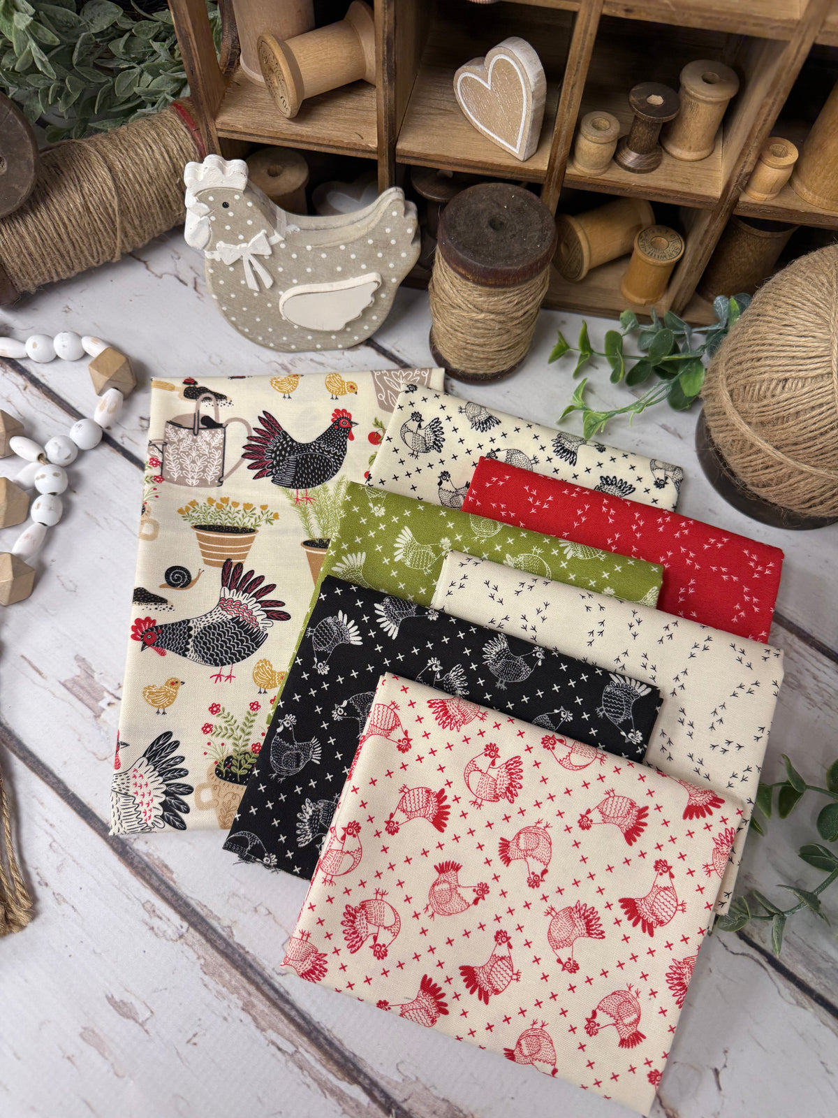 The Henhouse by Gingiber for Moda Fabrics - 7 Piece Fat Quarter Bundle