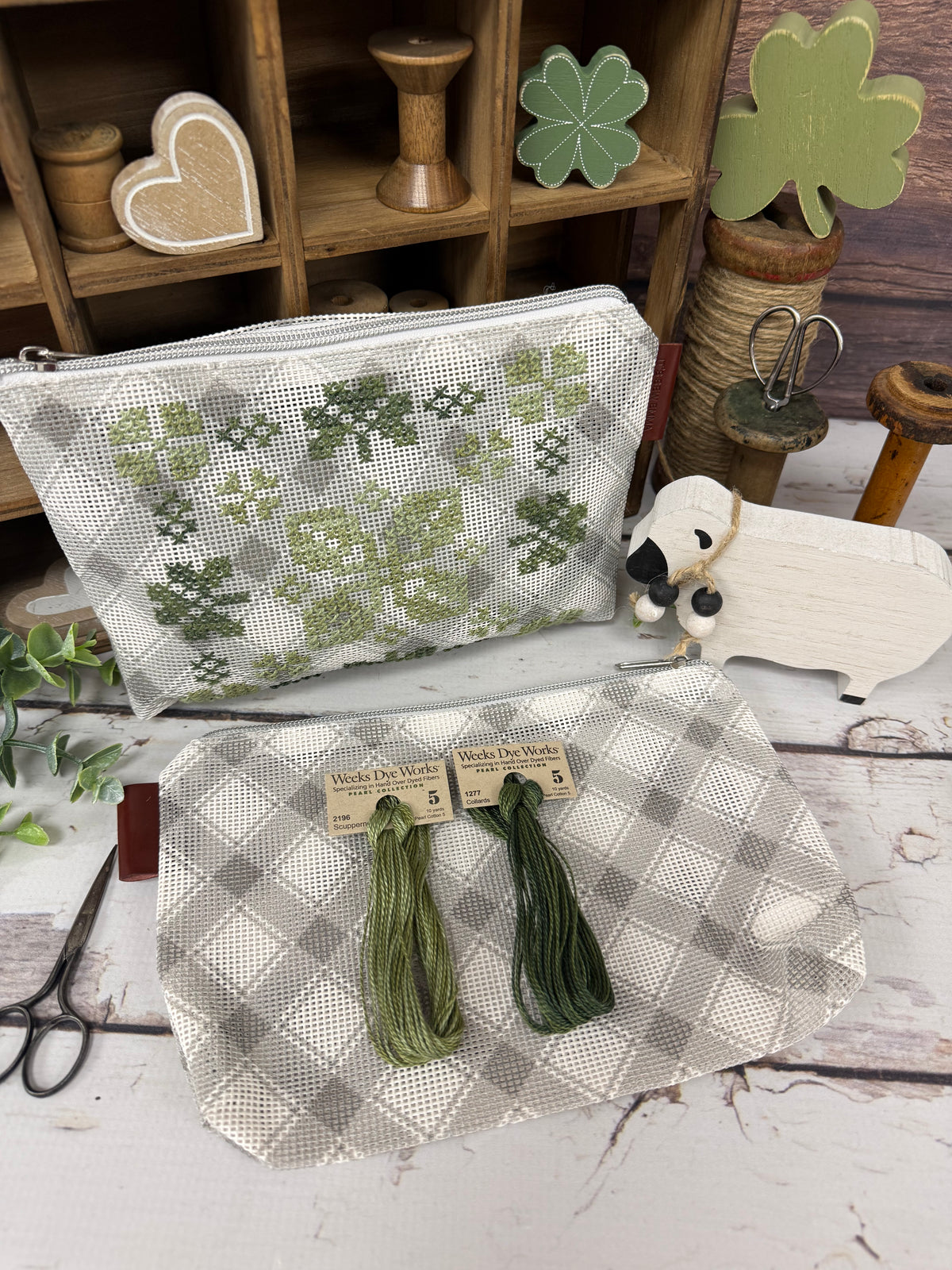 March 12 Monthly Mini Bag Finishing Kit/Floss Pack From 12 Monthly Minis by Lindsey Weight of Primrose Cottage