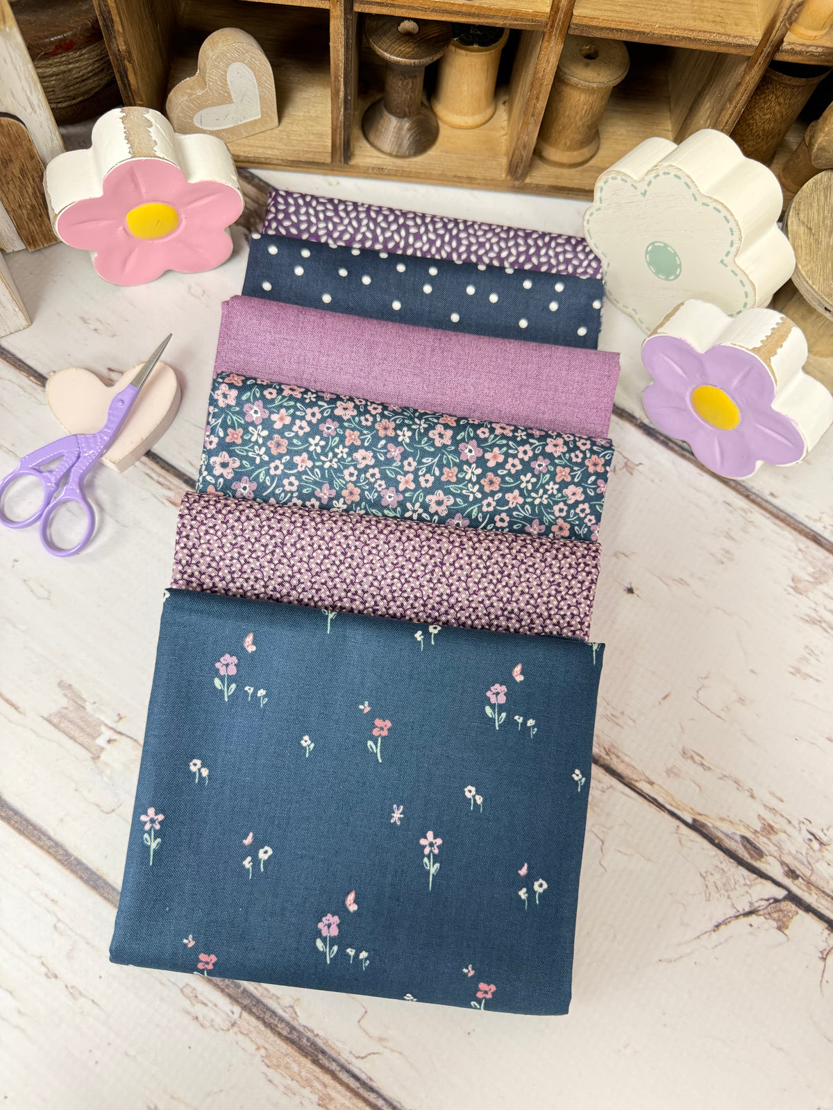 Spring Violets Bundle Curated by Primrose Cottage - 6 Piece Fat Quarter Bundle