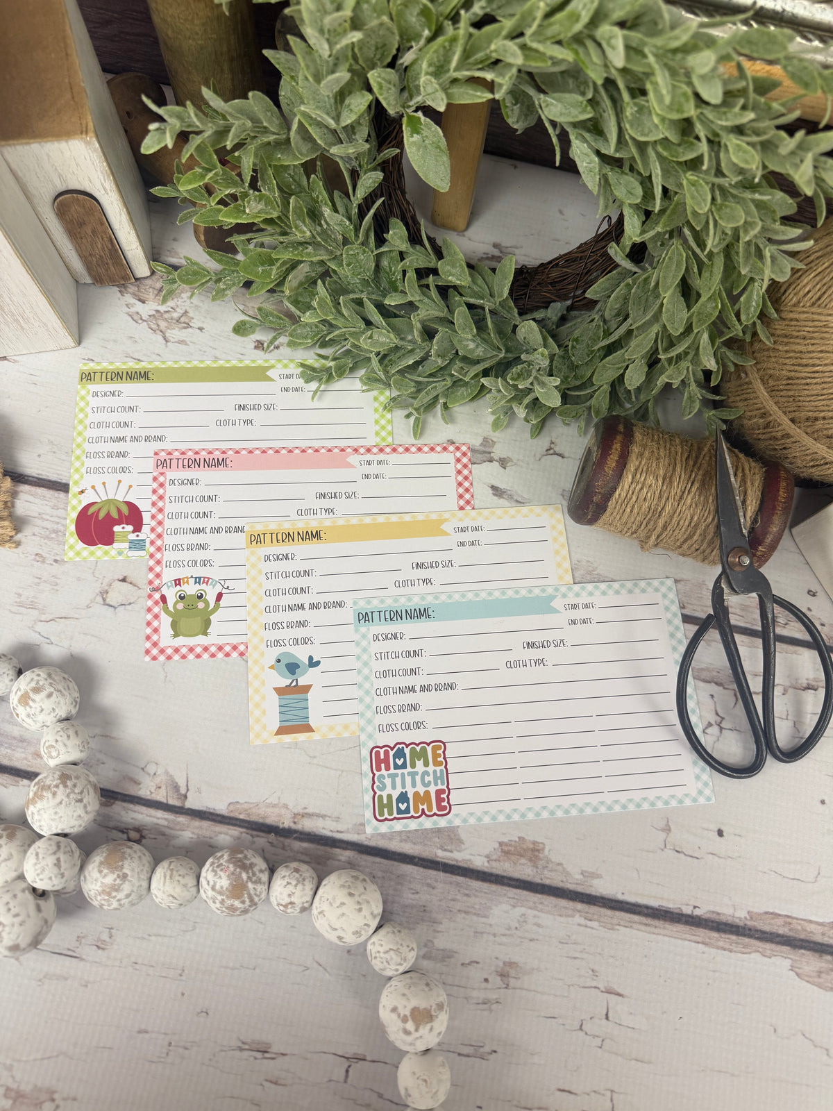 Set of 4 Stitch Cards Designed by Lindsey Weight of Primrose Cottage