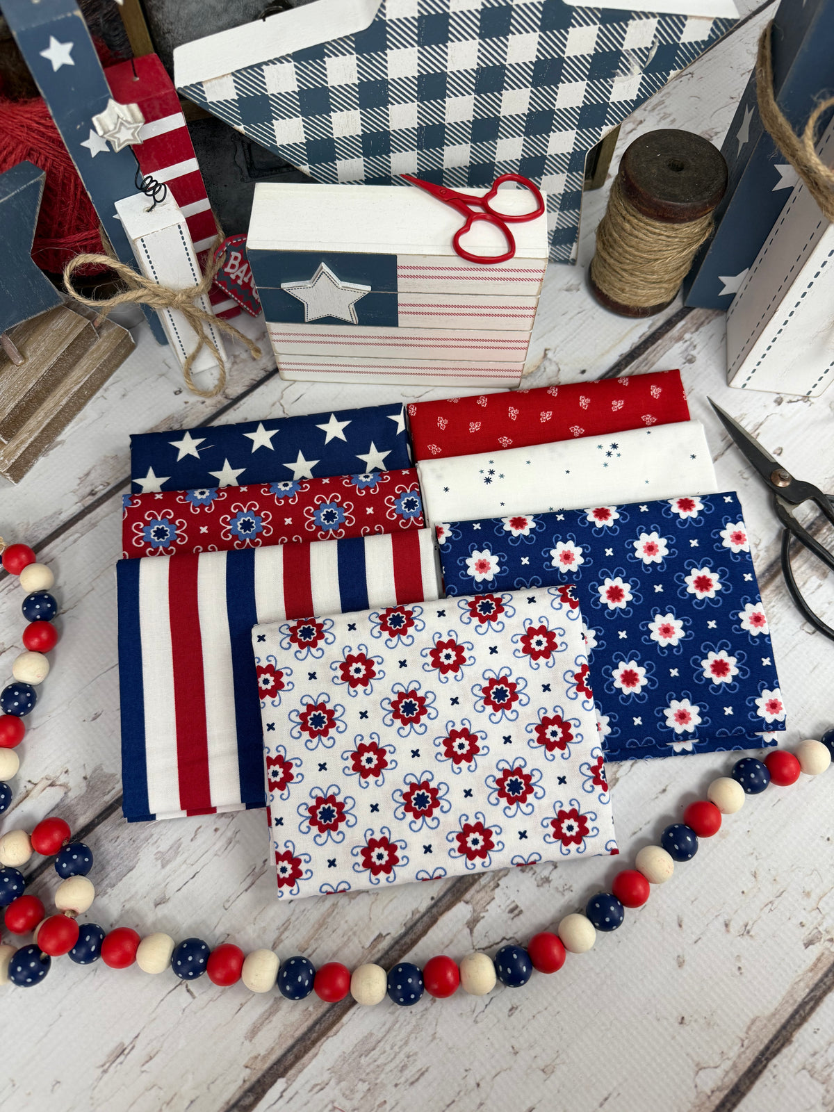 Star Spangled Bundle Curated by Primrose Cottage - 7 Piece Fat Quarter Bundle