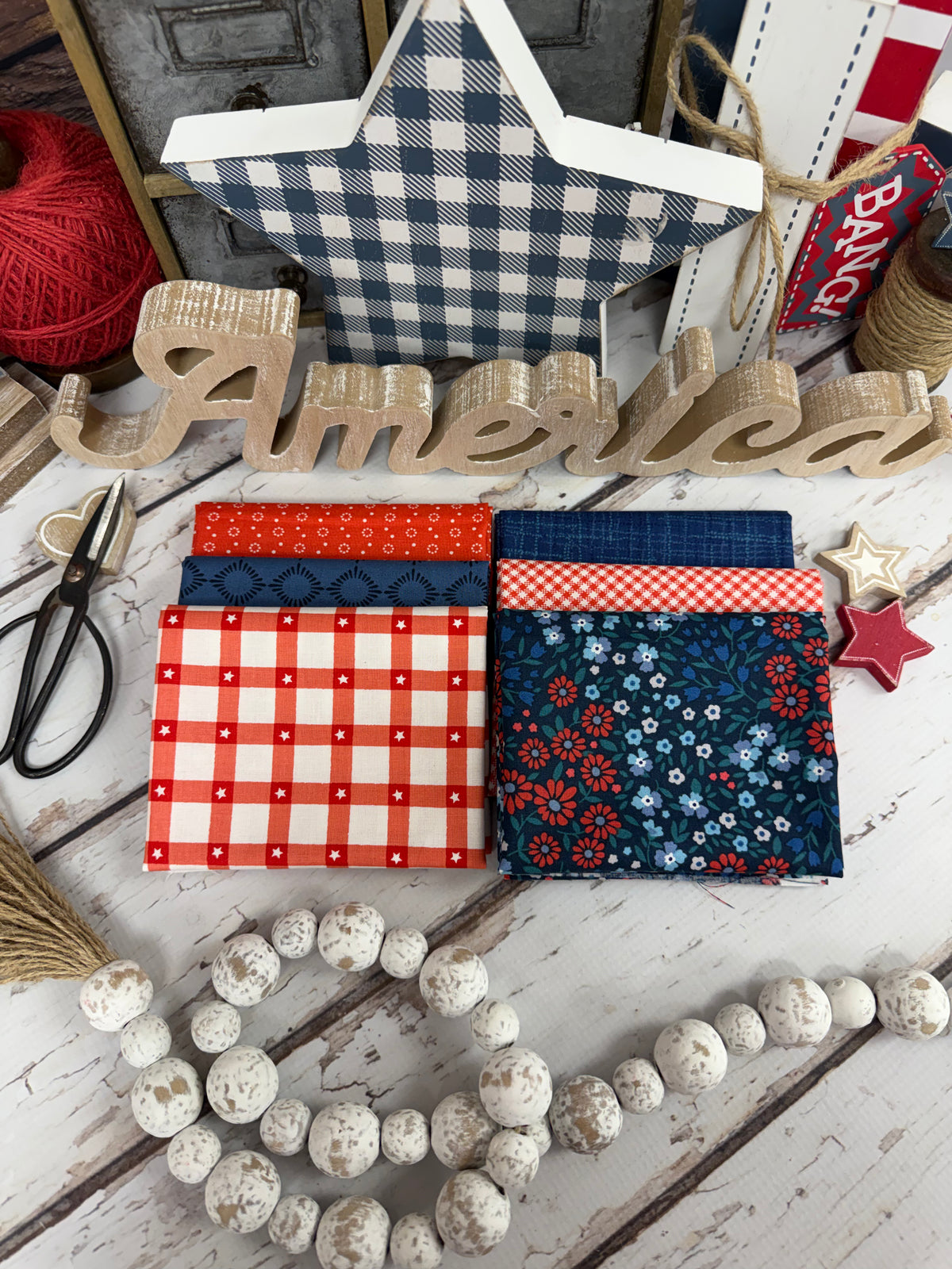 Stars, Stripes, & Blooms Bundle Curated by Primrose Cottage - 6 Piece Fat Quarter Bundle