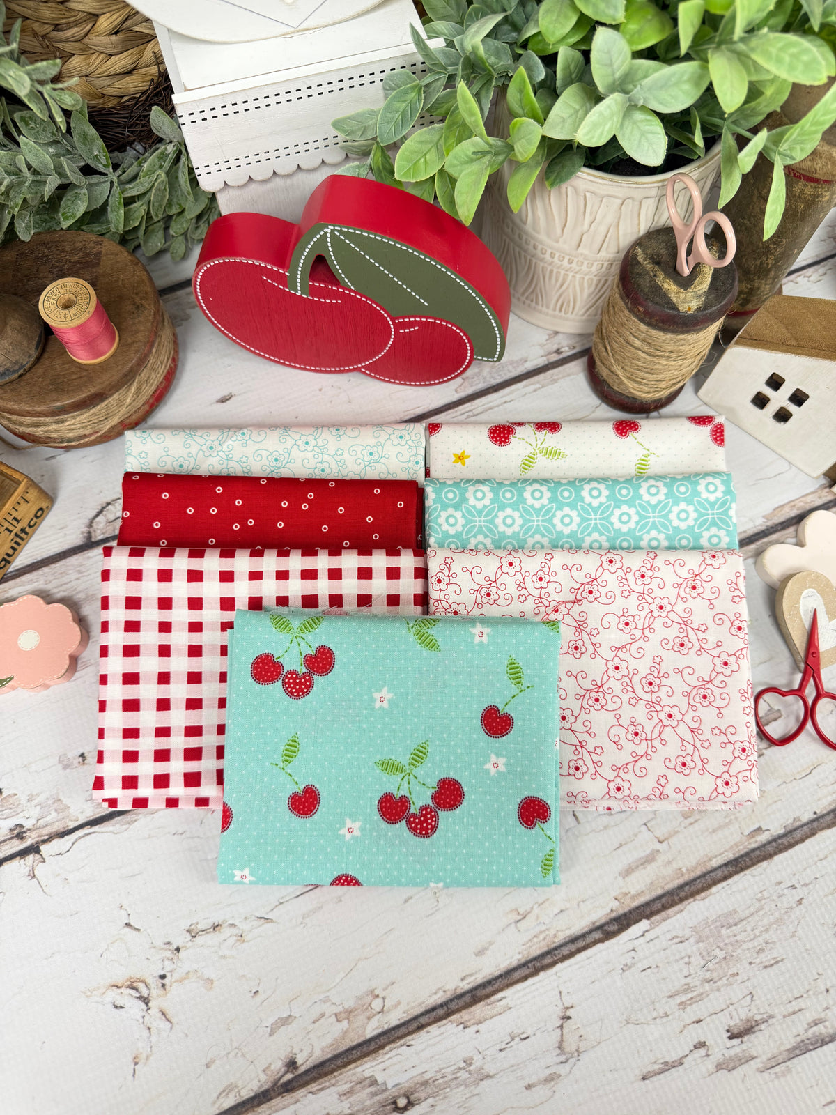 Cherry Pickin' Bundle by Curated by Primrose Cottage - 7 Piece Fat Quarter Bundle