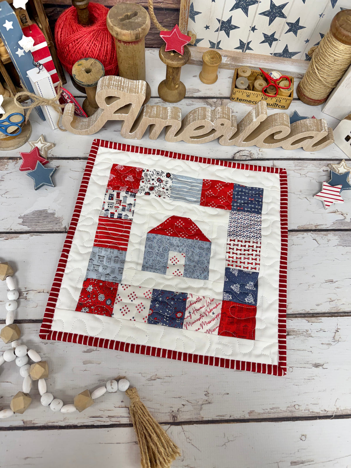 C is for Cottage Quilt Kit using Independance Day by Sweetwater for Moda Fabrics