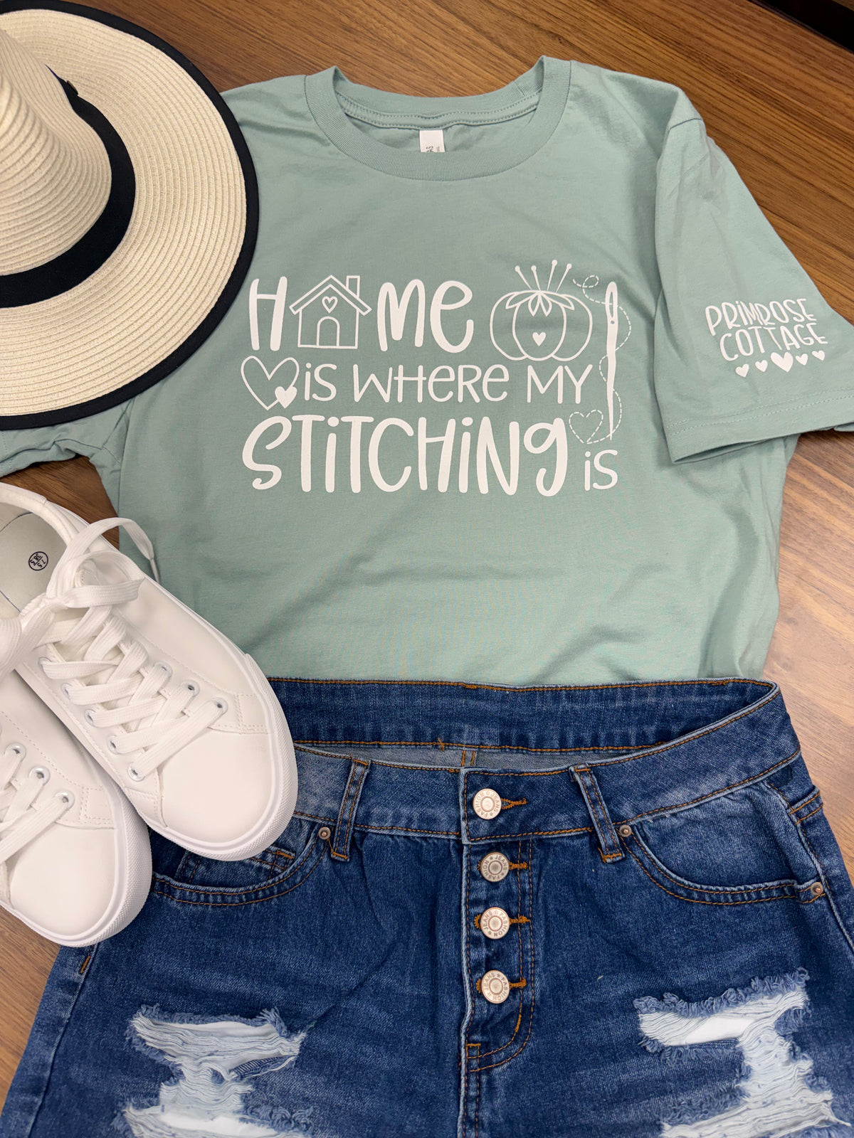 Pre-Order Primrose Cottage Exclusive Unisex Shirt "Home Is Where My Stitching Is" - Options Sizes XS - 4XL DO NOT add any other items to this order!
