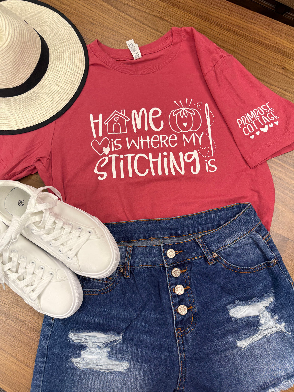 Pre-Order Primrose Cottage Exclusive Unisex Shirt "Home Is Where My Stitching Is" - Options Sizes XS - 4XL DO NOT add any other items to this order!