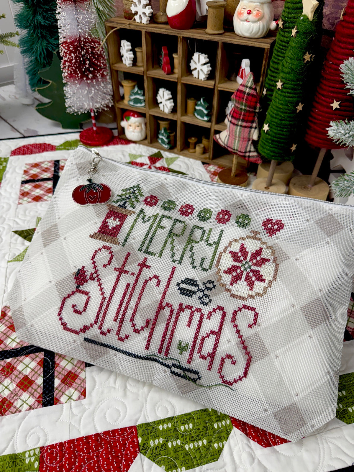 Merry Stitchmas Mesh Bag Cross Stitch Kit by Primrose Cottage