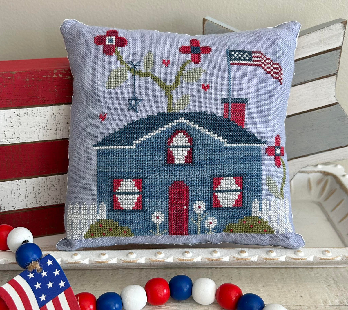 Pre-Order - Patriotic House 2 Cross Stitch by Emily Call Stitching - Paper Pattern