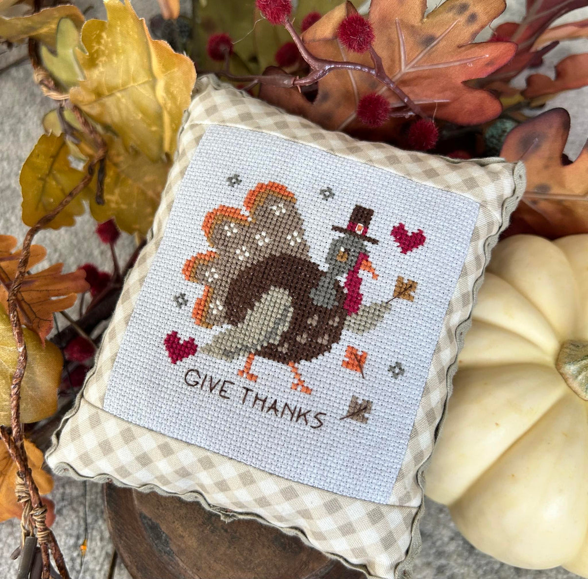 Pre-Order - Give Thanks Turkey Cross Stitch by Emily Call Stitching - Paper Pattern