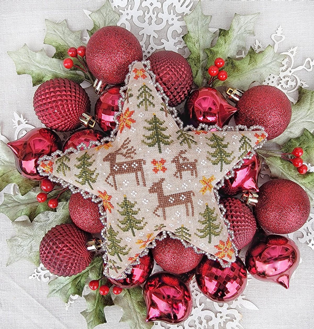 Winter Woodland Star & Sampler Cross Stitch by Hello from Liz Mathews - Paper Pattern