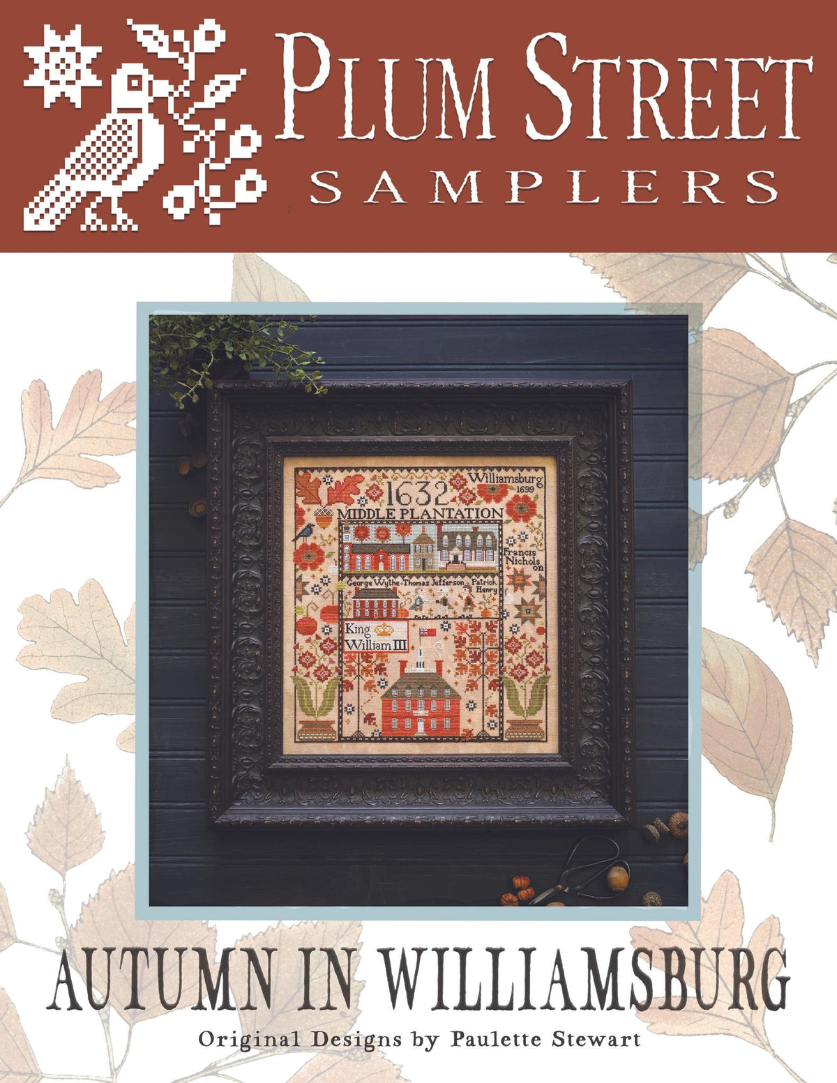 Autumn in Williamsburg Cross Stitch by Plum Street Sampler - Paper Pattern