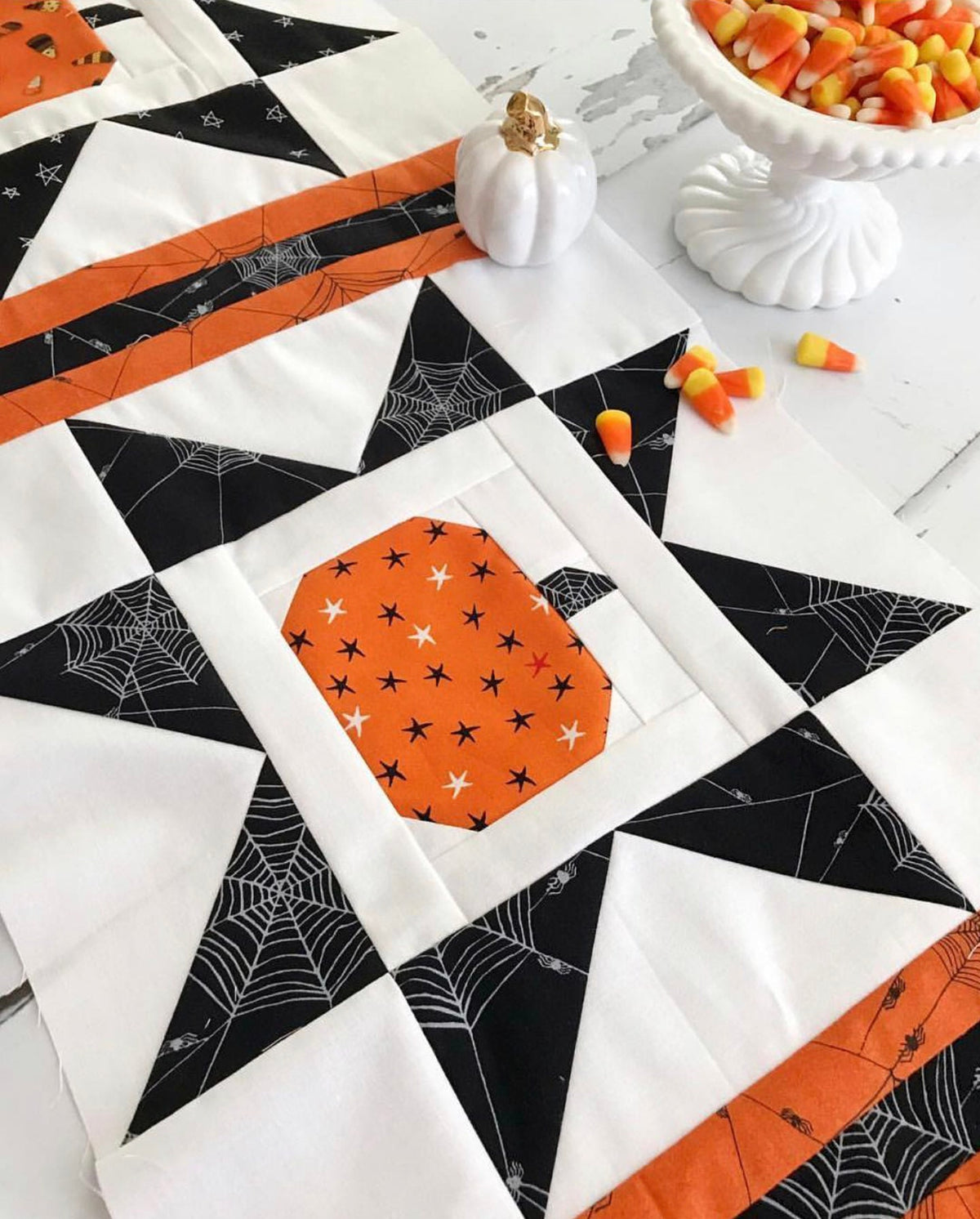 Pumpkin in a Star Block by Lindsey Weight of Primrose Cottage Quilts - Quilt PDF Pattern