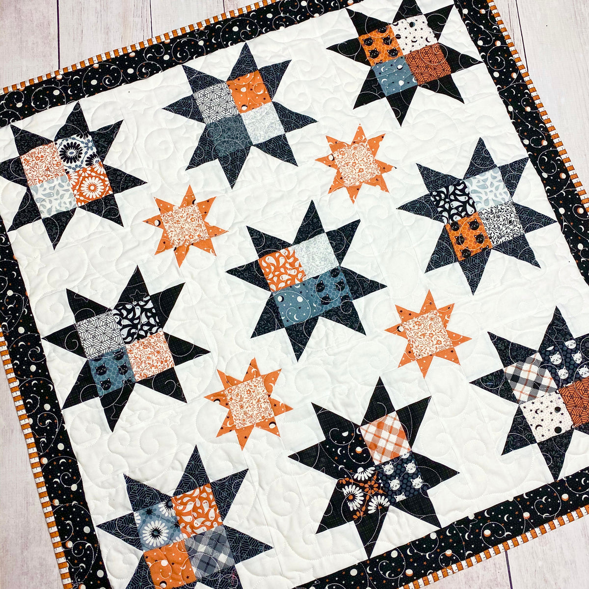 Spooktacular Stars Mini Quilt By Lindsey Weight of Primrose Cottage Quilts - PAPER Pattern PCQ-023