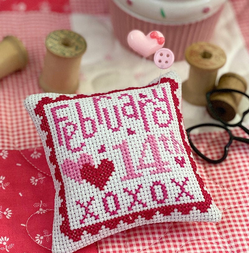 February 14th  Valentine Cross Stitch by Lindsey Weight of Primrose Cottage Stitches - PDF Pattern