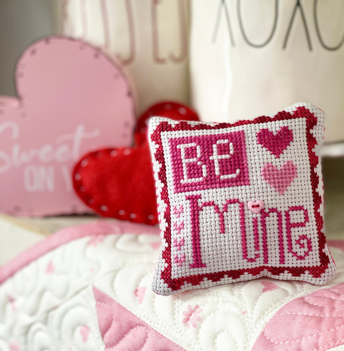 Be Mine Valentine Cross Stitch by Lindsey Weight of Primrose Cottage Stitches - PDF Pattern