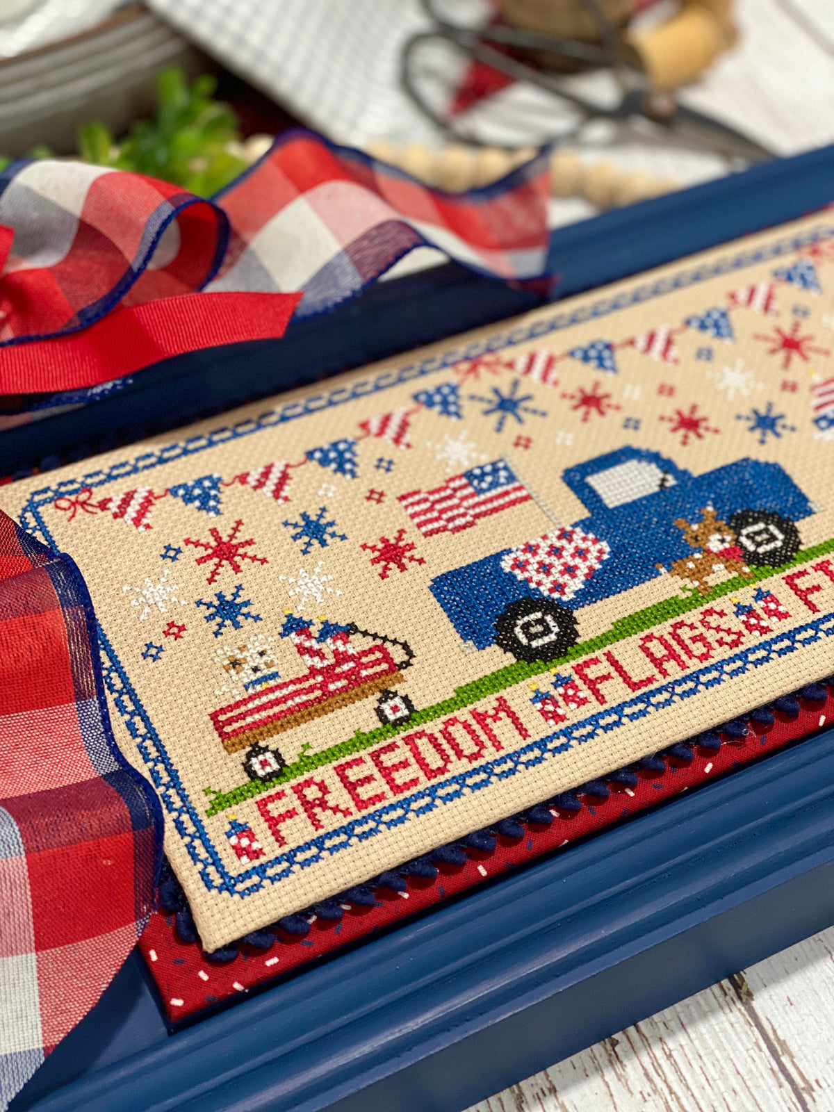 Patriotic Picnic Cross Stitch by Katie Rogers of Primrose Cottage Stitches - PAPER Pattern PCS-013