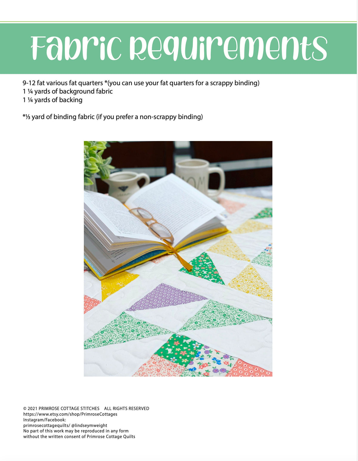 Nettie&#39;s Garden Mini by Lindsey Weight of Primrose Cottage Quilts - Quilt PDF Pattern