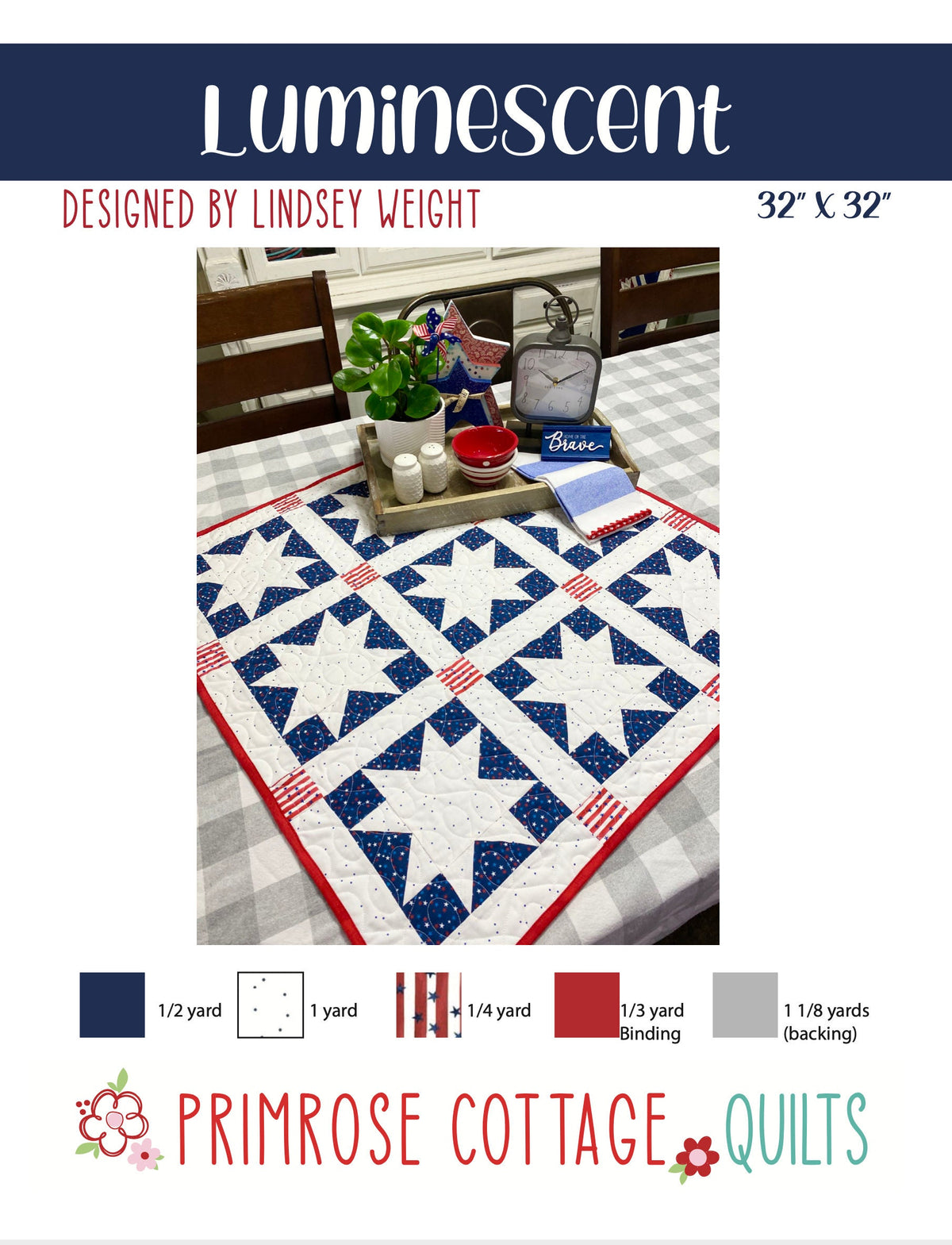 Luminescent by Lindsey Weight of Primrose Cottage Quilts - Table Topper Pattern PDF Pattern