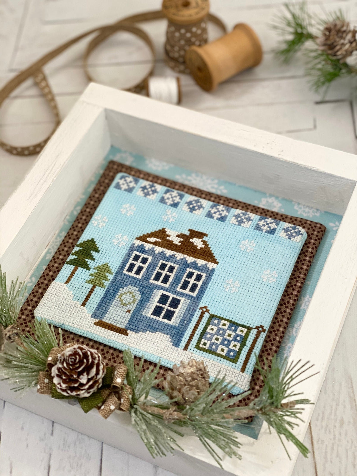 Winter House Cross Stitch by Lindsey Weight of Primrose Cottage Stitches - PAPER Pattern PCS-019