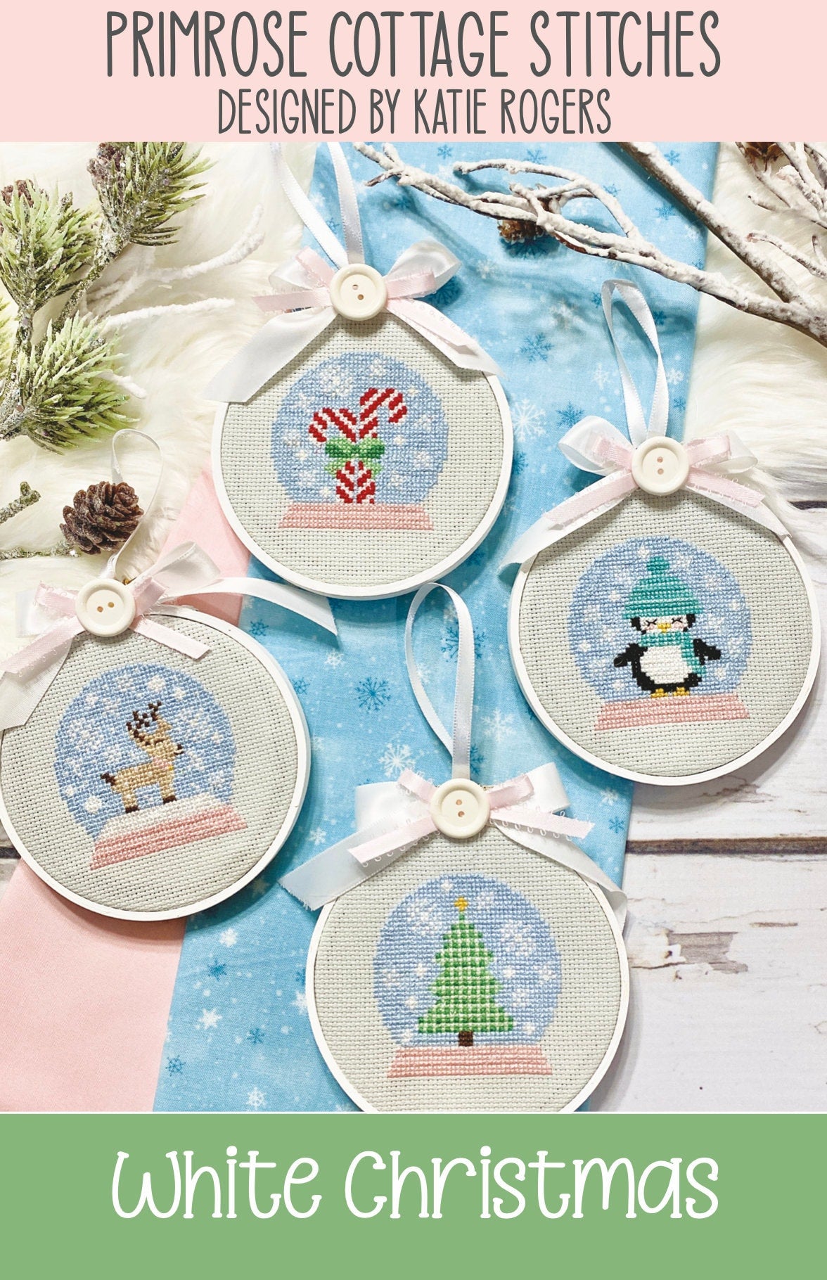 White Christmas Cross Stitch by Katie Rogers of Primrose Cottage Stitches - PAPER Pattern PCS-029